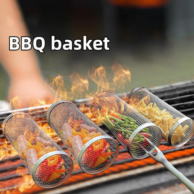 BBQ Grill Rolling Basket