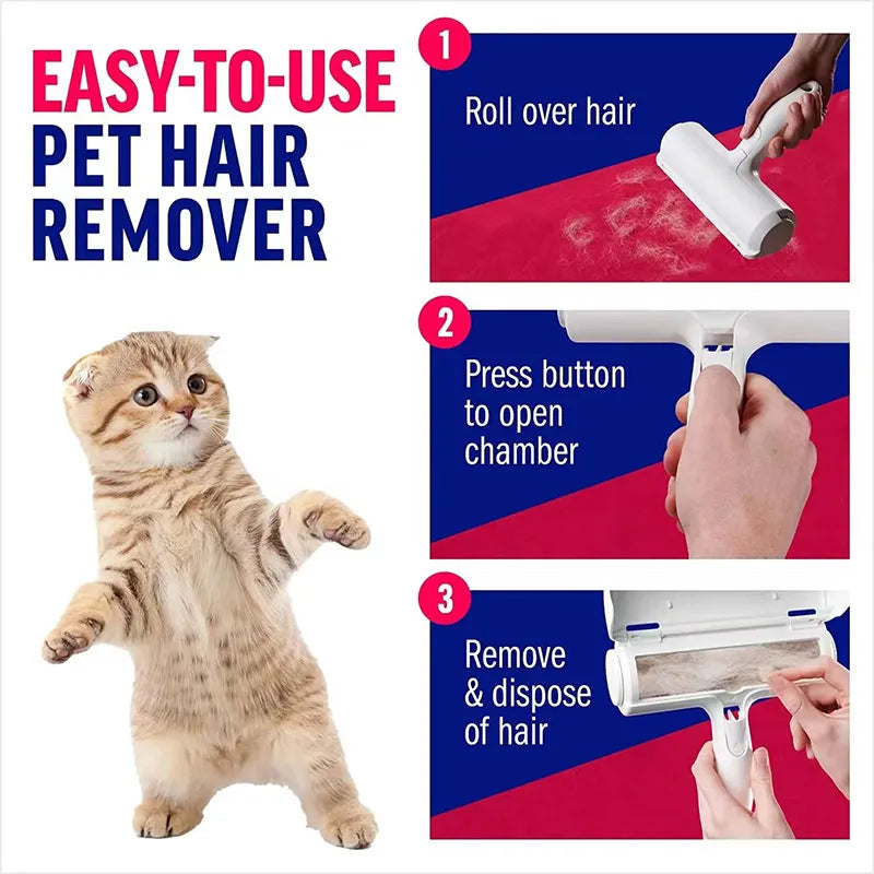 Pet Hair Remover Roller Removing Dog Cat Self Cleaning Lint Pet Hair Remover Pet Hair Remov Cleaning One Hand Operate